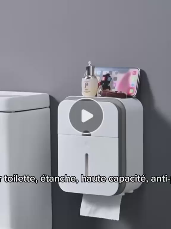 Prix : 3500f au lieu de 8000f .      Boîte de rangement organisateur de papier toilette, étanche, haute capacité, anti poussière, sans poinçon, rouleau de papier.