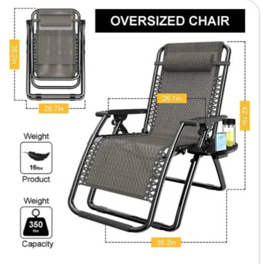 Profitez d'un confort total avec cette chaise ultra pratique : Dossier inclinable, accoudoirs solides , support téléphone, porte gobelet , orthopédique et facile à plier et ranger.