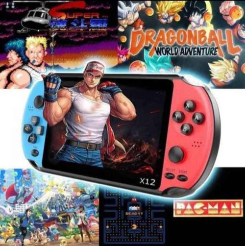 Console de jeux x12. Portable, puissante et pleine de nosta. Plus de 3500 jeux intégrés, les classiques de votre enfance ( PS1 ,NES , Game ,batterie 1800mAh ( rechargeable via USB ,musique, bleuthooth connecté.
