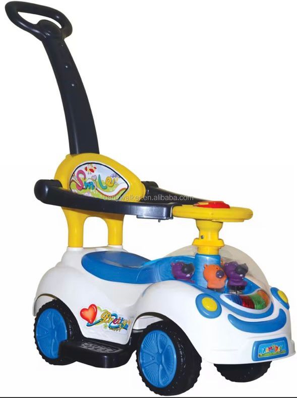 Trotteur poussette pour enfants, jouets pour garçons et filles, musique à 4 roues et klaxon, de 0 à 3 à ans , cadeaux pour la fête de fin d'année et anniversaire, pose pieds disponible, 3 en 1