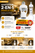 Prix : 5000f au lieu de 11000f .      Douille intelligente, avec détection infrarouge pour un allumage automatique et sécurisé de vos lampes. Facile à installer, cette douile optimise l'éclairage.