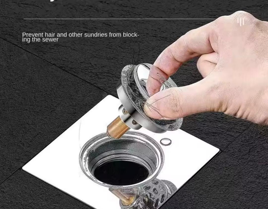 Prix : 2000f au lieu 6000f.           Siphon de sol rond à pied escamotable, couvercle HOFloor, salle de douche, bouchon de vidange à pousser vers le bas ,drain de douche en acier inoxydable.
