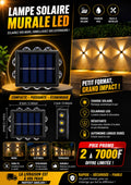 Prix : 2 a 7000f au lieu de 16000f .     Led murale solaire extérieur étanche haut et bas éclairage lumineux pour jardin, clôture décoration lumière du soleil.
