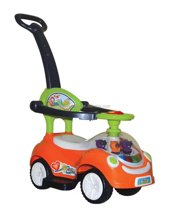 Trotteur poussette pour enfants, jouets pour garçons et filles, musique à 4 roues et klaxon, de 0 à 3 à ans , cadeaux pour la fête de fin d'année et anniversaire, pose pieds disponible, 3 en 1