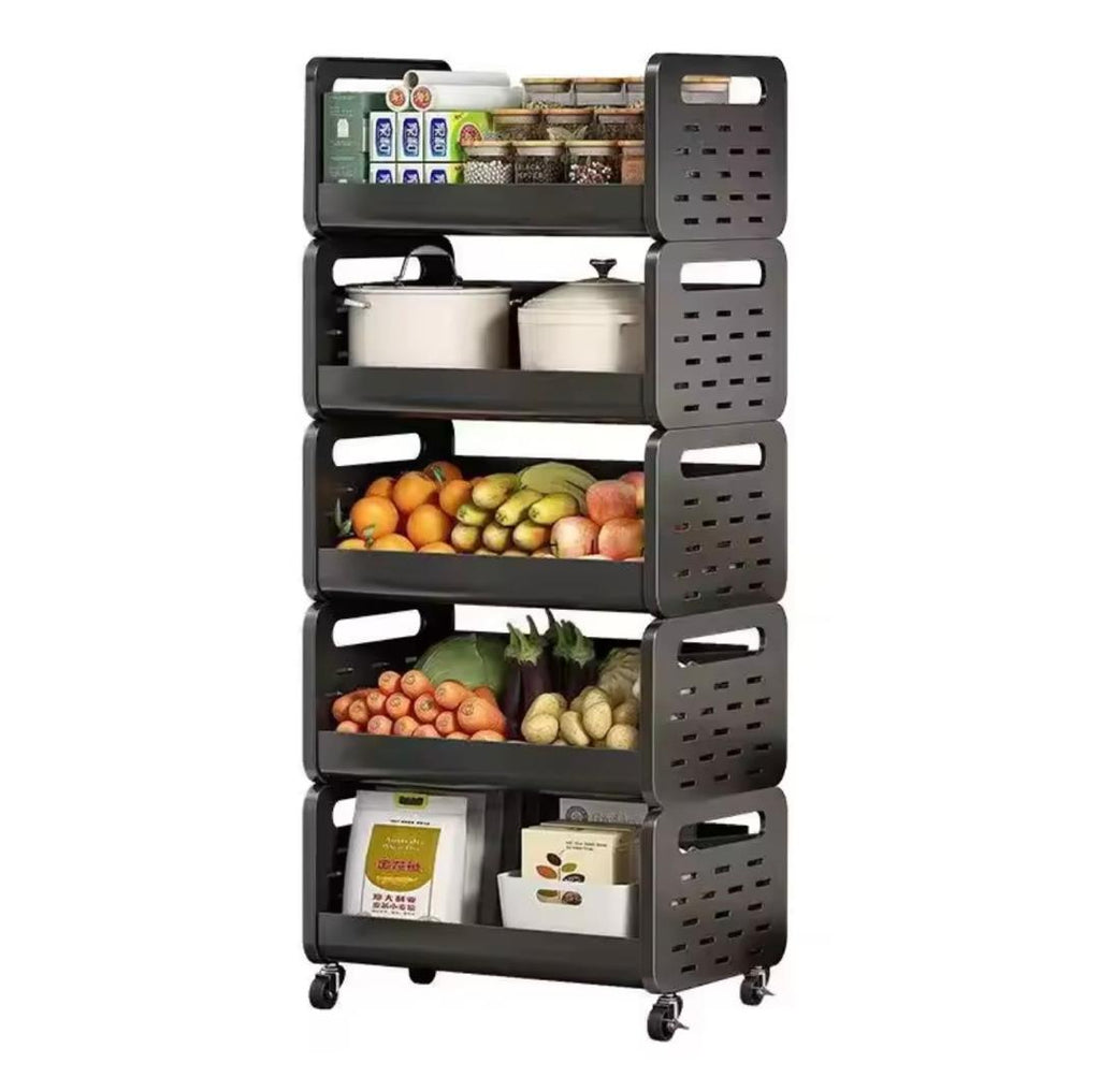 Promo 17000f au lieu de 38000f.     Panier de cuisine support de rangement ménage ajouter des fruits et légumes multi fonctionnel petit chariot, multi étages, plancher debout mobile ,démontable et métal.