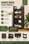 Prix: 17000f au lieu de 38000f.      Panier de cuisine support de rangement ménage, ajouter des fruits et légumes multi fonctionnel petit chariots ,multi étages, plancher debout mobile, démontable et métal.